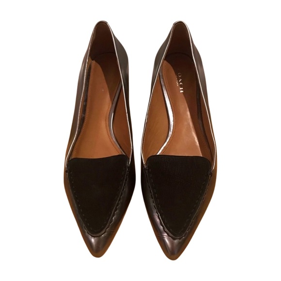 Coach Shoes - COACH Silver and Black Pointed Flats